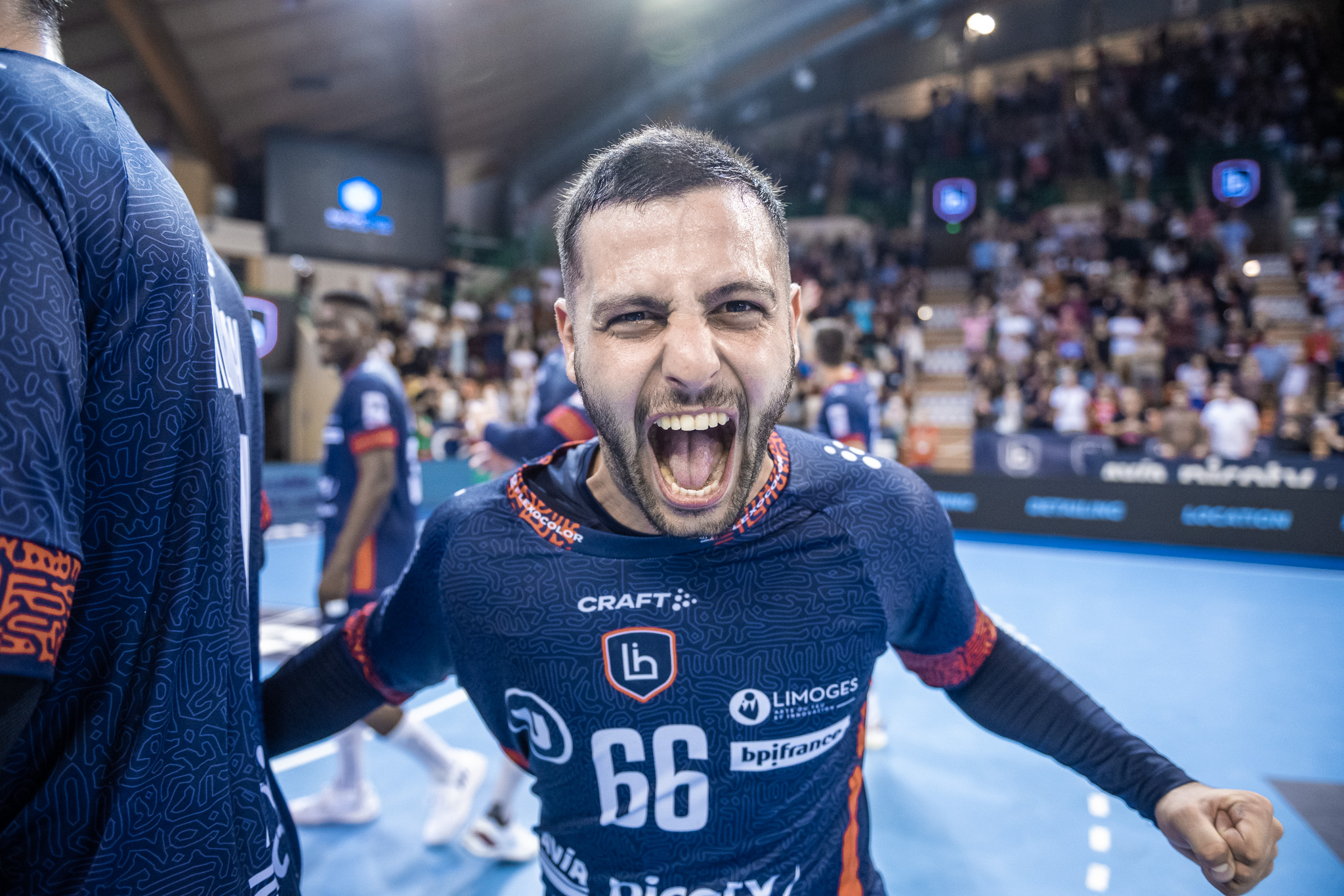 La joie de Yoav Lumbroso après la victoire face à Nantes